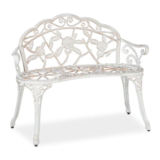 Relaxdays Banc De Jardin 2 Personnes Banc Extérieur Blanc Bronze Banquette De Jardin