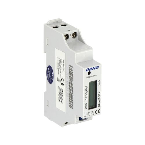 Compteur d'énergie monophasé MID 40A avec afficheur et sortie impulsion - ORNO