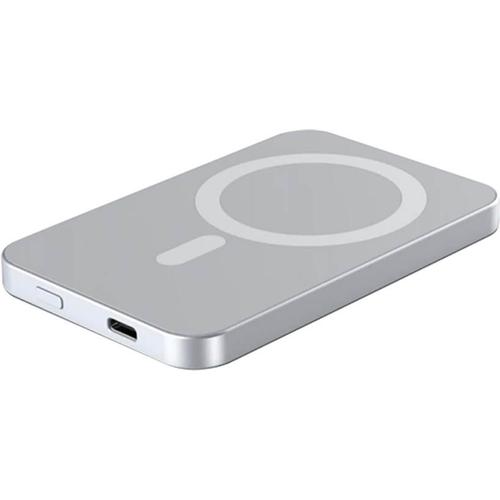 Batterie De Secours Powerbank 5000 Mah Compatible Magsafe Induction Garantie À Vie Gris Et Blanc Force Power