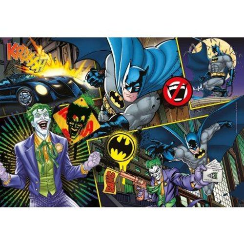 Puzzle 104 Pieces Batman Et Sa Batmobile Avec Le Joker - Puzzle Enfant Super Héros - Dessin Animé - Nouveauté