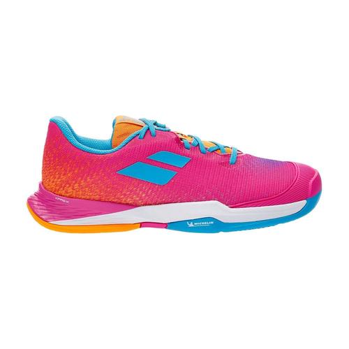 Chaussures: Babolat Jet Mach 3 All Court Rose Bleu Junior-Taille-38