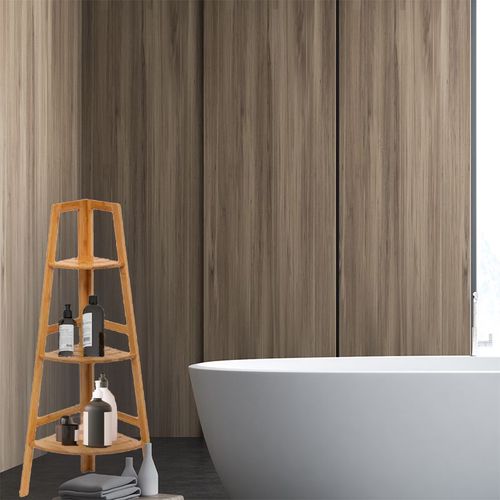 Etagère Angle Salle De Bain Bambou 3 Niveaux 32x32x103 Cm