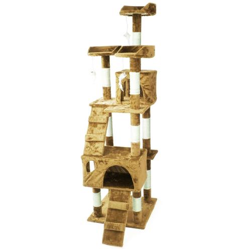 Arbre À Chat 170 Cm Corde En Sisal Griffoir Grattoir Jeux Plateforme Beige Helloshop26 16_0000004