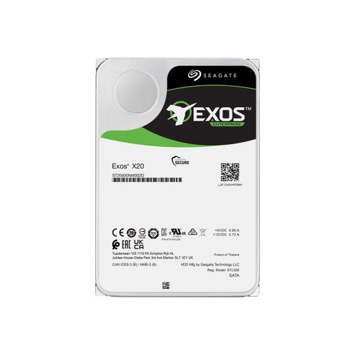 Seagate Exos X20 ST18000NM000D - Disque dur - 18 To - interne - SAS 12Gb/s - 7200 tours/min - mémoire tampon : 256 Mo