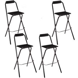 Lot De 4 Chaises De Bar Pliante Louna - H. 97,5 Cm - Noir