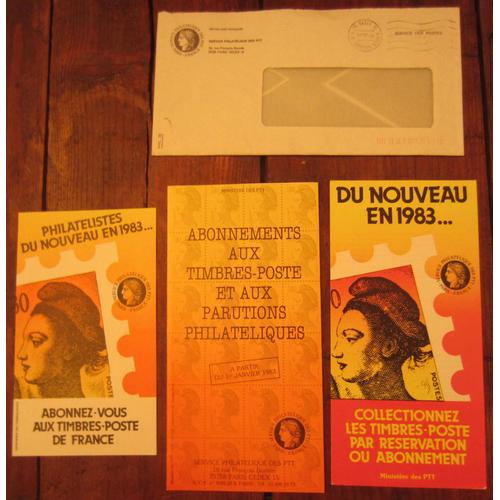 2 Dépliants + Carte Réponse Abonnements Aux Timbres-Poste Et Aux Parutions Philatéliques 1983 - Ministère Des Ptt