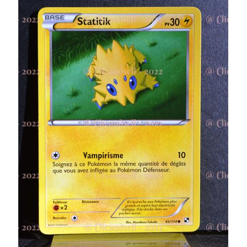 Carte Pokémon 45/114 Statitik Noir & Blanc Neuf Fr