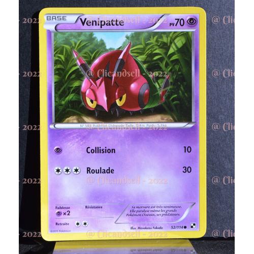 Carte Pokémon 52/114 Venipatte Noir & Blanc Neuf Fr