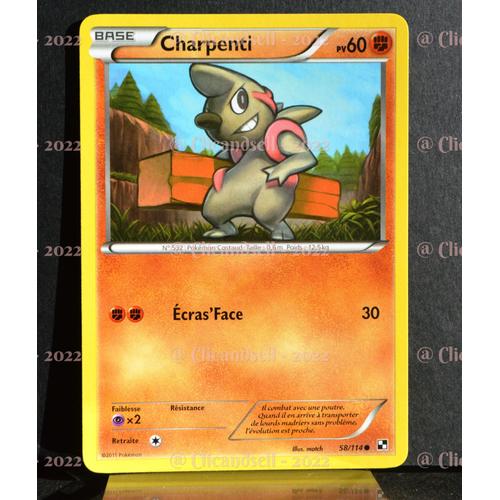 Carte Pokémon 58/114 Charpenti Noir & Blanc Neuf Fr