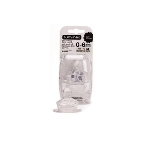 Tétine Physiologique Silicone 0/6m Débit Moyen - Suavinex