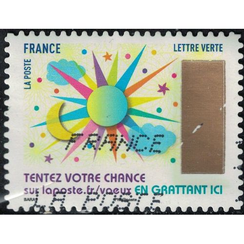 France 2017 Oblitéré Used Timbre À Gratter N° 3 Soleil Et Lune Y&t 1496 Su