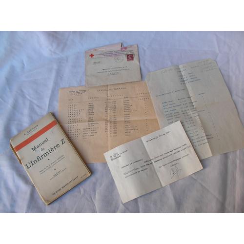 Ww2/Prewar France Manuel Francais De L'infirmière Z 1939  Civil Et Documents Volants 1936