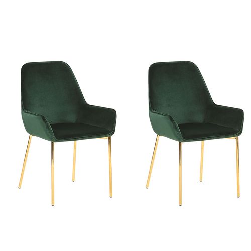 Chaise De Salle À Manger Set De 2 Velours Vert Foncé Loverna