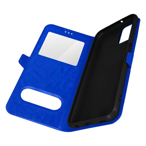 Housse Samsung Galaxy A03s Et A02s Avec Clapet Double Fenêtre Support Vidéo Bleu