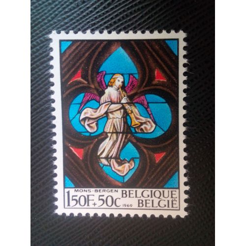 Timbre Belgique Yt 1519 Vitraux, Église Sainte-Waudru, Mons 1969 (040206)