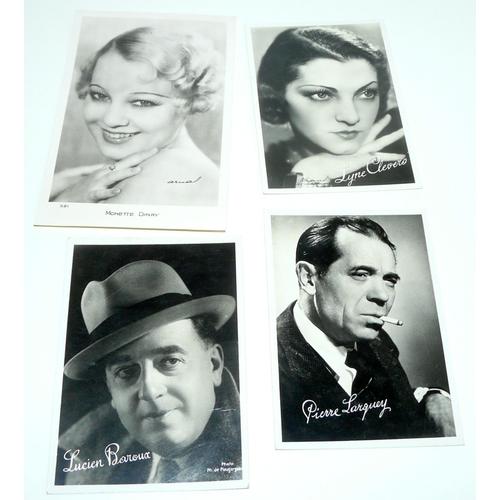 Pierre Larquay, Lucien Baroux, Lyne Clevero, Monette Dinry, Lot De 4 Photos