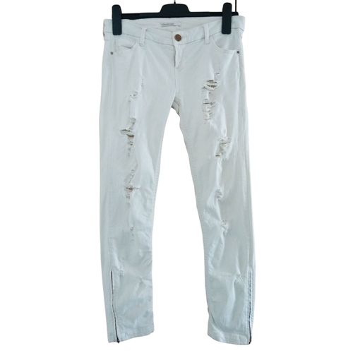 Jean Blanc Casse Creme Troue. Stradivarius. Coton. Elasthanne. Taille 42