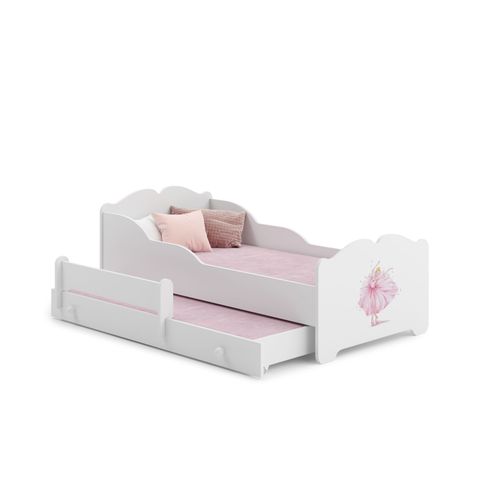 Lit Gigogne Enfants 160x80 + 2 Matelas + 2 Sommiers + Barriere De Securite