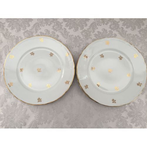Ancien Service De La Table 4 Assiettes Plates Porcelaine Fine Cnp Berry France