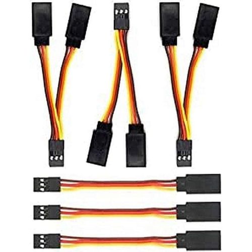 Yunique France 6 Pièces Extension Servo Extension Câble Connecteur Plug, 1 À 2 Y Câble Fil 75mm 3 Pin Jr Mâle Et Futaba Femelle Pour Rc Drones Hélicoptères Voitures-Yunique Green-Clean-Power