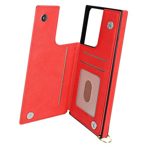 Coque Cordon Samsung Galaxy S21 Ultra Multifonction Avec Lanière Rouge