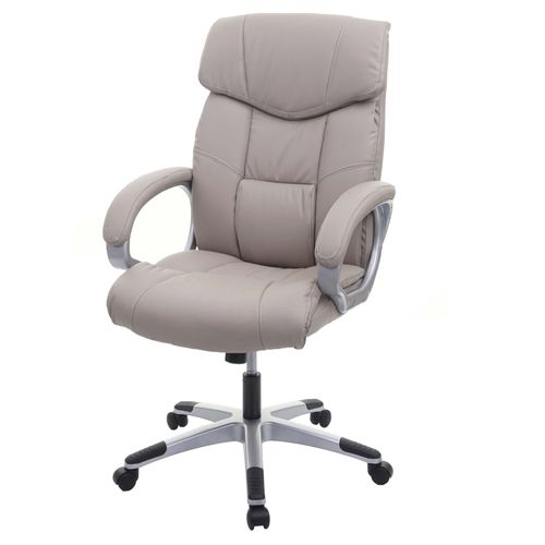 Chaise De Bureau Hwc-A71, Siège De Direction Pivotant, Simili Cuir   Taupe-Gris