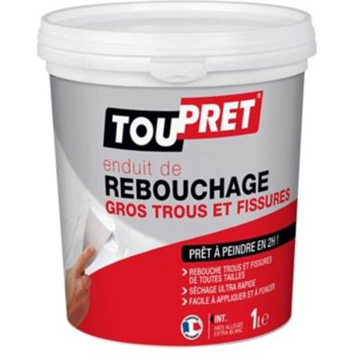 Enduit de rebouchage rapide pr?t ? l'emploi gros trous et fissures Toupret 1l
