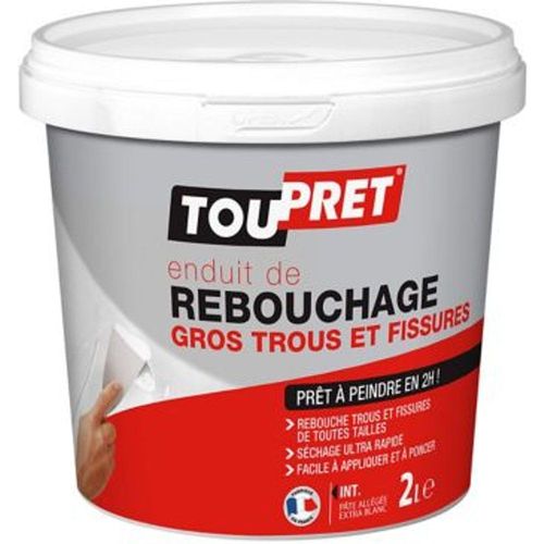 Enduit de rebouchage rapide pr?t ? l'emploi gros trous et fissures Toupret 2l
