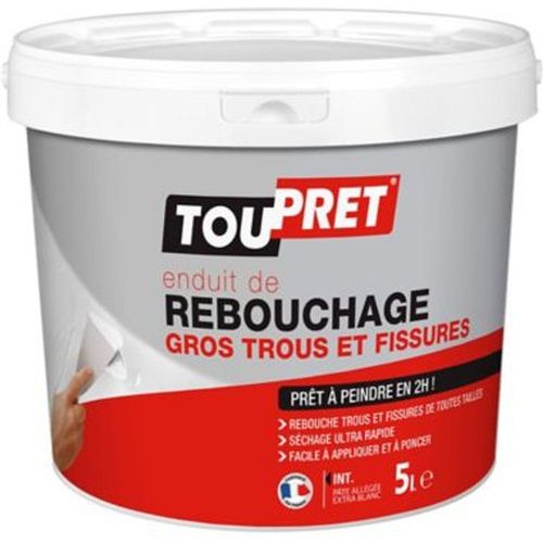 Enduit de rebouchage rapide pr?t ? l'emploi gros trous et fissures Toupret 5l