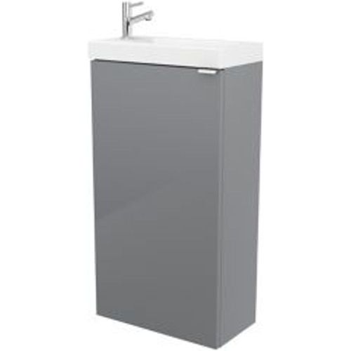 Meuble Lave Mains ? Poser Goodhome Imandra Gris L.44 X H.79 Cm + Plan Vasque Beni