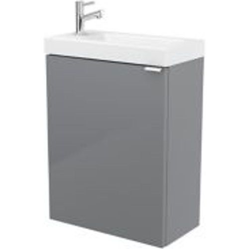 Meuble Lave Mains ? Suspendre Goodhome Imandra Gris L.44 X H.55 Cm + Plan Vasque Beni