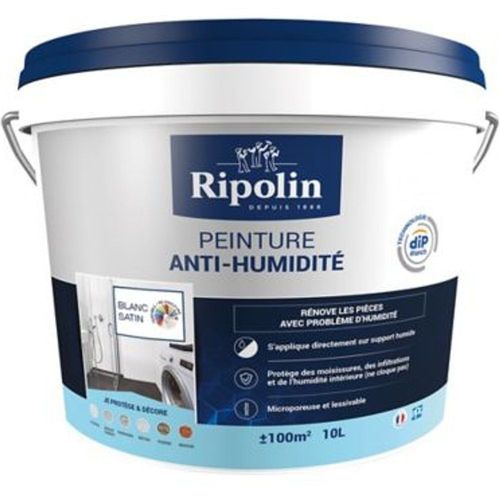 Peinture anti-humidit? int?rieur satin blanc Ripolin 10L