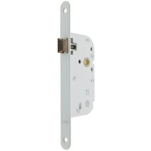 Serrure ? mortaiser bec de cane pour porte de salon ou cuisine  axe 50 mm  carr? de 7  coloris blanc. Bouts ronds.