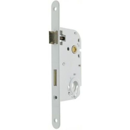 Serrure ? mortaiser p?ne dormant demi-tour pour porte de cave ou service  axe 50 mm  carr? de 7  coloris blanc  sans cyl