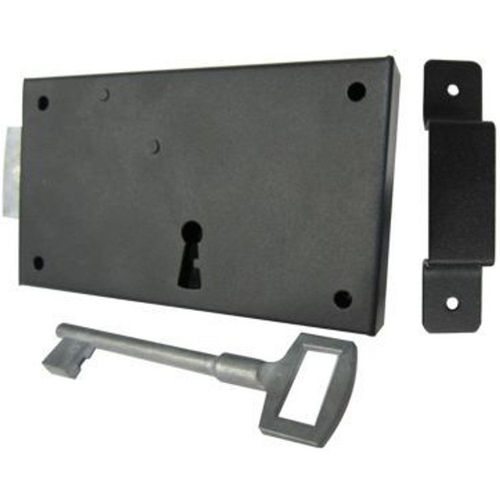 Serrure verrou en applique Diall noire gauche 1.5 x 8 cm