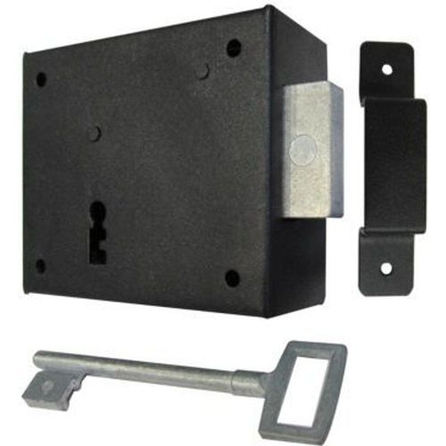 Serrure verrou en applique noire droite 9.5 x 8.2 cm