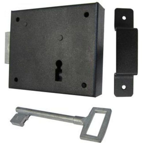 Serrure verrou en applique noire gauche 9.5 x 8.2 cm