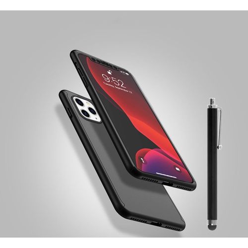 Coque De Protection 360° Pour Apple Iphone 12 Pro 6.1" Avant Et Arrière Avec Verre Trempé - Noir + Stylet