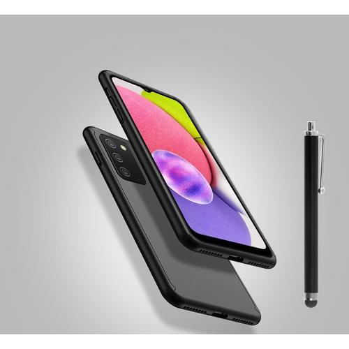 Coque De Protection 360° Pour Samsung Galaxy A03s 6.5" Avant Et Arrière Avec Verre Trempé - Noir + Stylet