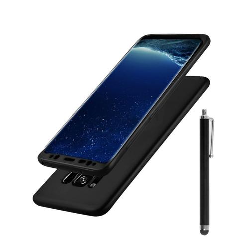 Coque De Protection 360° Pour Samsung Galaxy S8+/ Galaxy S8 Plus 6.2" Avant Et Arrière Avec Verre Trempé - Noir + Stylet