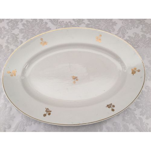 Ancien Grand Plat Faïencerie De Lunéville K&g Demi-Porcelaine Art De La Table