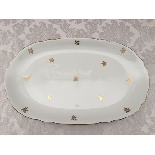 Ancien Service Art De La Table Grand Plat Porcelaine Fine Cnp Berry Or France