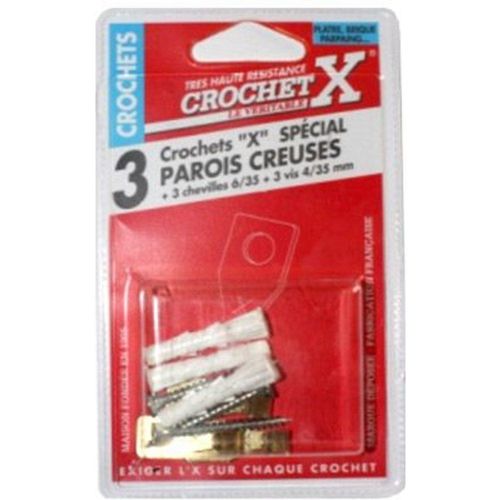 3 crochets de fixation pour parois creuses