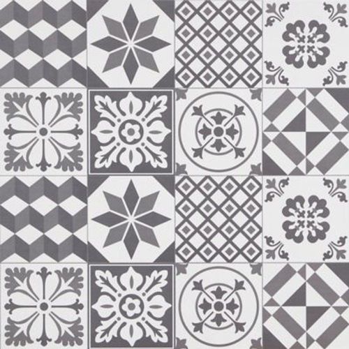 Crédence de cuisine GoodHome Nepeta carreaux de ciment gris l. 180 cm x H. 60 cm x Ep. 3 mm