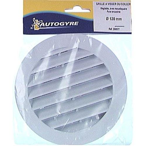 Grille d'aération pvc AUTOGYRE à encastrer réglable avec moustiquaire blanche - 125 mm