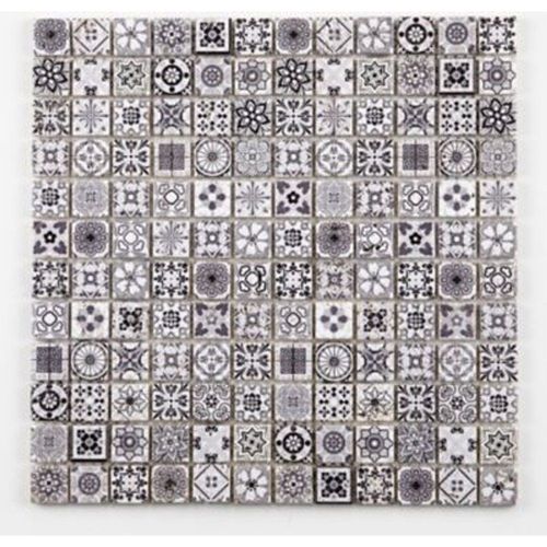 Mosaïque noir et blanc 2 2 x 2 2 cm Bada travertin
