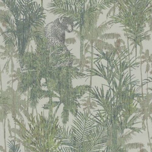 Papier peint Savana vinyle intissé léopard vert