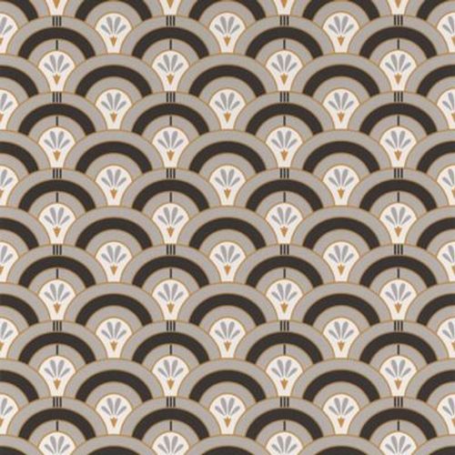 Papier peint Melody vinyle intissé arches art déco gris  noir et or