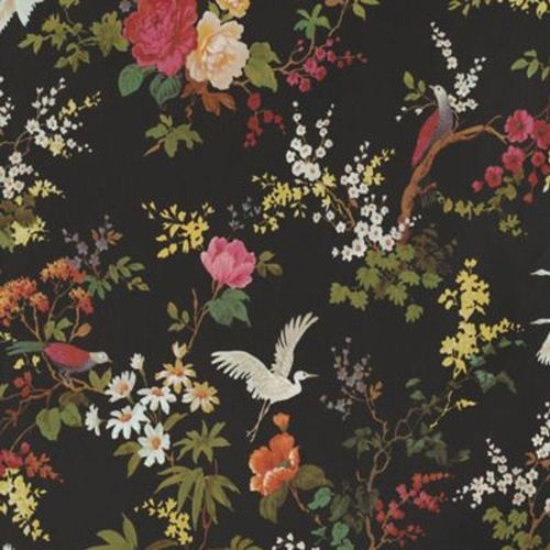 Papier peint Bloom vinyle intissé floraison noir
