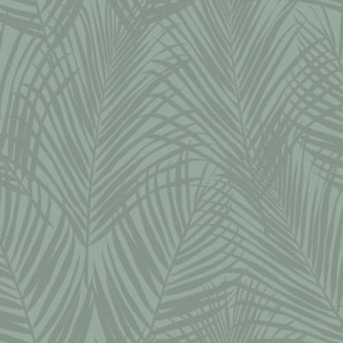 Papier peint City chic intissé feuille palmier vert sauge